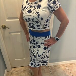 Two piece set, satin and silky material, skirt and cropped top, size small